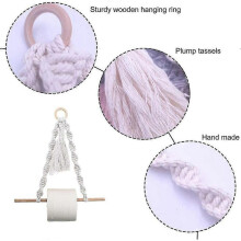 Woven Paper Towel Holder Wall Mounted Cotton Cord Sanitary Towel Holder (black) - DD01