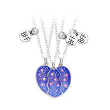 (Blue five pointed star) 3pcs Good Elegant Necklace Magnet Necklace Dolphin Friend Set Splicing Creative Heart