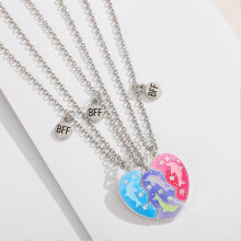 (colorful dolphin) 3pcs Good Elegant Necklace Magnet Necklace Dolphin Friend Set Splicing Creative Heart