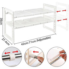 2-Tier Sink Storage Rack Detachable Extended Storage Rack Telescopic Storage Rack - DD01