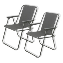 Folding Chair Set of 2 Fold Up Deck Chairs Heavy Duty 600D Polyester Fabric Beach Garden Picnic Chairs Easy to Carry Outdoor Camping Chair Grey