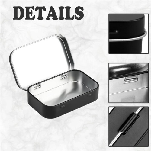 6 PCS Small Storage Box with Lid Rectangular Small Tin Boxes Metal Box with Lid Small Tin Box for Home Storage Black 2