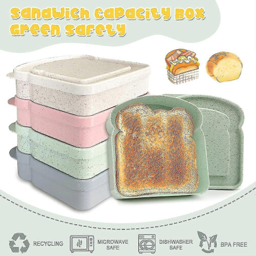 4pcs Sandwich Containers, Reusable Sandwich Box Container for Kidswg 1