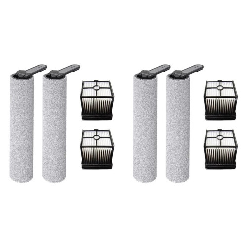 8Pcs Replacement Part Kit for REDKEY W15 Wet Dry Vacuum Cleaner, 4 Roller Brush 4 Filter