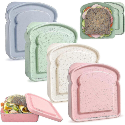 4pcs Sandwich Containers, Reusable Sandwich Box Container for Kidswg