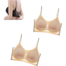(4XL, Beige) 2pcs Ultra Thin Summer Comfort Ice Silk Bra In Plus Size, Women's Seamless Comfort Bra Ice Silk Bra Breathable Women's Bras - Ri