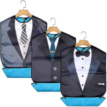 3pcs Waterproof Adult Bibs - Reusable Dining Clothing Protectors with Crumb - RIpj