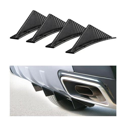 Car Rear Lower Bumper Wing Lip Diffuser,Anti-Crash Spoiler  Fin Protector,Rear Bumper Splitter Lip Wing,Curved 4PCS 1