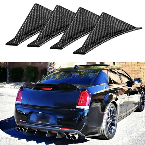Car Rear Lower Bumper Wing Lip Diffuser,Anti-Crash Spoiler  Fin Protector,Rear Bumper Splitter Lip Wing,Curved 4PCS 2