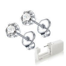 (silver paw) 2 Pack Self Ear Piercing Gun, Disposable Self Ear Piercing Gun Kit With Earring Studs Safety Ear Piercing Gun Kit Tool