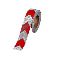 Ri - 25mx5cm Reflective Warning Tape, Reflector Safety Tape for Arrow Orientation, Warning Sign, High Visibility, High Intensity, Arrow In Red And Whi