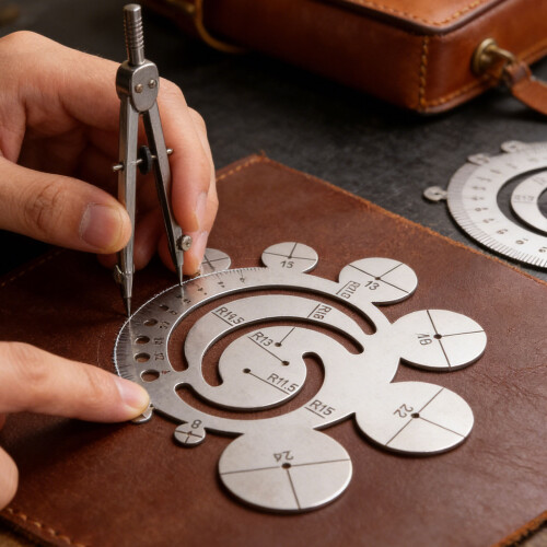 Round Leather Cutting Tool Metal Corner Cutting Ruler Circle For 1