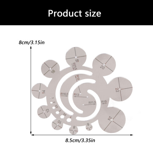 Round Leather Cutting Tool Metal Corner Cutting Ruler Circle For 2
