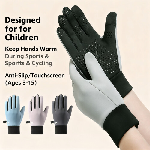 Adjustable Wrist Infant Gloves Warm Mittens-Light Gray L 2