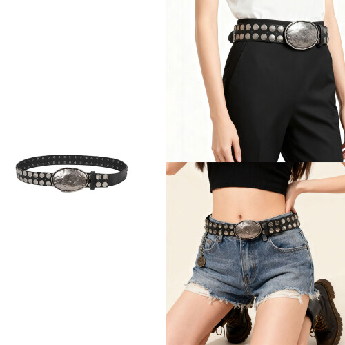 Gothic Black Belt Detailed Adjustable Waist Strap For-122cm 2