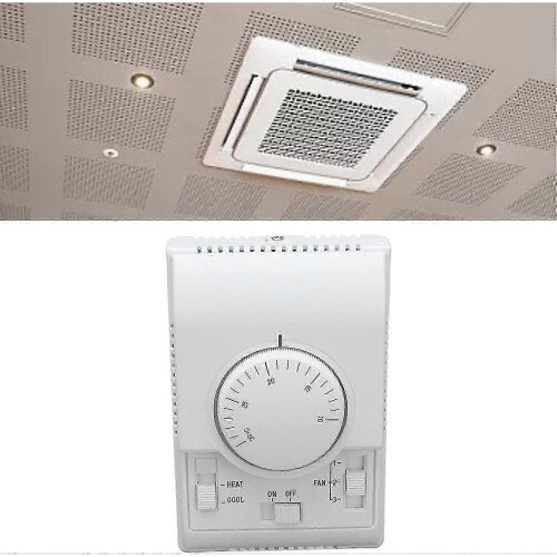 Central Air Conditioning Thermostat, Adjustable Mechanical Switch for Heating and Cooling, Wall Mounted 2