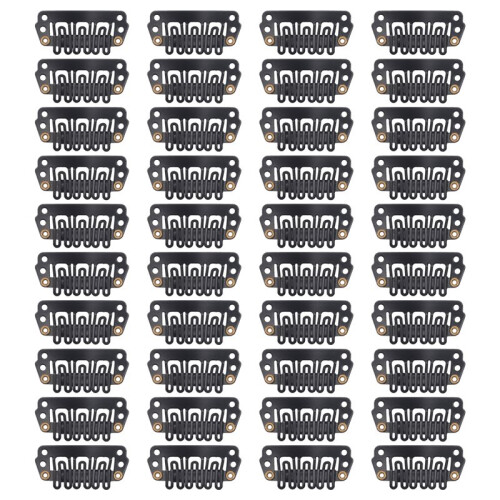 40pcs U-shaped clamp For Hair Extensions Wig Clips DIY Comb Black Frame