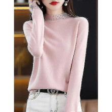 (M,Pink China)100% Wool Cashmere Sweater Women Knitted Sweater Turtleneck Long Sleeve Pullover Autumn Winter Clothing Warm Jumper Tops - R