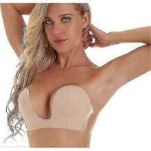 (B) Invisible Bra Backless Strapless Bra Reusable Sticky Boobs Deep Plunge Silicone Push Up Adhesive Bras For Women - RIpj