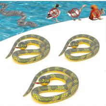 (Yellow) 3pcs Floating Snakes For Pool, Inflatable False Snake For Pool To Keep Birds Away, Fake Snake Balloon Pool Supplies Prank Props