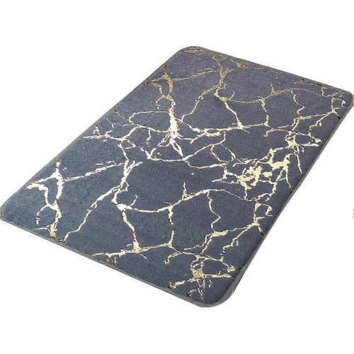 (Grey) Bath Mat Non-slip Quick Dry Polyester Granite Surface Shower Rug For Home - PJ