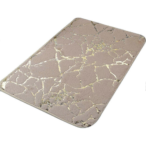 (Camel) Bath Mat Non-slip Quick Dry Polyester Granite Surface Shower Rug For Home - PJ
