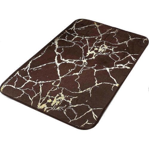 (Coffee) Bath Mat Non-slip Quick Dry Polyester Granite Surface Shower Rug For Home - PJ
