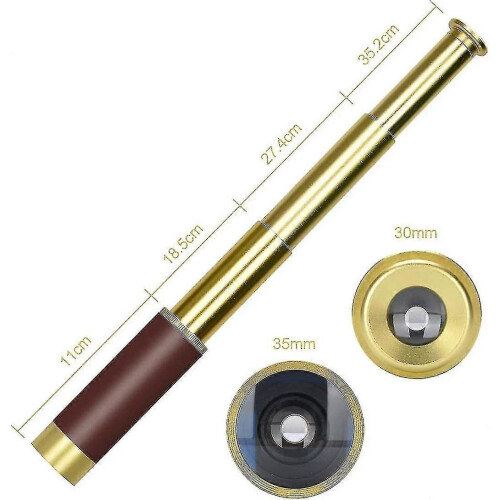 Retro Telescope Portable Pocket Monocular 4 Sections Copper Plated HD Monocular1 - RIpj 1