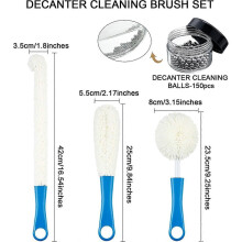 Decanter Cleaning Brush Three-Piece Curved Glassware Sponge Brush (Blue) - DD01