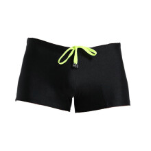 (M, Black) Low Rise High Elasticity 3d Cutting Swimming Trunks Men Swim Shorts Guanguan