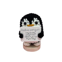 (Black) Handcrafted Penguin Figurine Knitted Doll Smiling Positive Vibes Emotional Support Home Decoration Inspirational Gifts