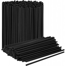 500pcs Black Disposable Drinking Straws 21x0.6cm Long Plastic for Parties Weddings Cold Beverages