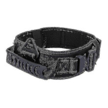(Reflective Black)Large Tactical Dog Collar For Dog Training, Military Adjustable Nylon Dog Collar, Heavy Duty Metal Buckle With Handle A
