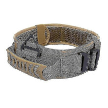 (Mud Color)Large Tactical Dog Collar For Dog Training, Military Adjustable Nylon Dog Collar, Heavy Duty Metal Buckle With Handle A