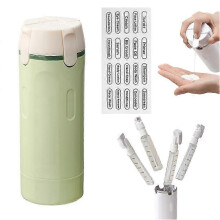 (green) 4 in 1 Travel Portable Dispenser Set Leak Proof 4 Bottles 30ml for Toiletries Label