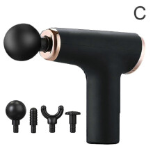 (Black)Women Mini Massage Gun Vibrator For Muscles Massag Gun 4 Heads Electric High Frequency Percussion Handheld Massager Fascia R2x4 - Pengj