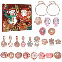 Advent Calendar, Christmas Countdown Calendar,christmas Themed Diy Charm Bracelet Making Kit for Girls, Jewelry Gift Set Including 22 Charms Beads, 2