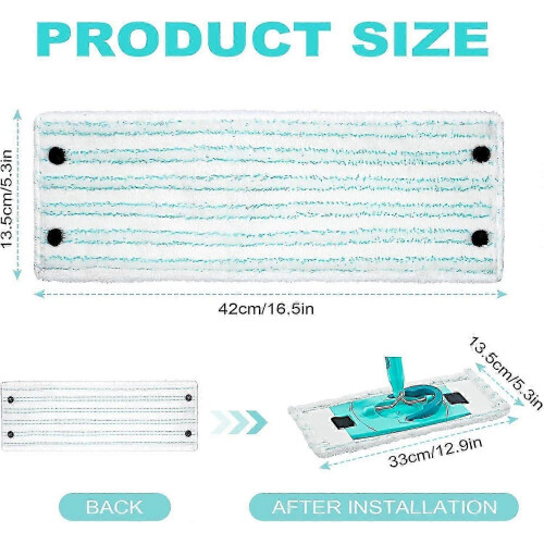 Microfibre Mop Head Replacement Covers, 4 Pcs for Leifheit System Mop Flat Replacement Head ,42 CM, Reusable Mop Pads 1