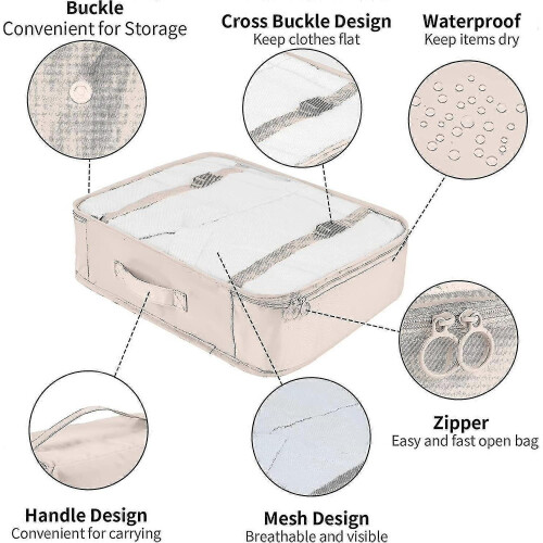 Suitcase Organizer Set with 10 Packing Cubes Suitcase Organizer Set Beige - DD 1