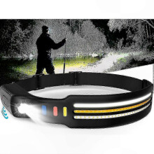 9000 Lumens Rechargeable LED Headlamp, Ultra-Bright Wide Beam Flashlight with Motion Detection and Multiple Modes, Waterproof