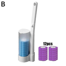 (Purple set) Disposable Toilet Brush Set Toilet Bowl Cleaning System Cleaners with Refills