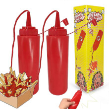 Prank Fake Ketchup Bottle Squeeze Toy for Stress Relief and Jokes, Realistic Salad Dressing Prop