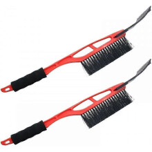 (Red) 2 Pcs Car Snow Removal Brush,pvc Brush Wire Auto Ice Snow Brush With Foam Handle For Remove House Car Snow Frost