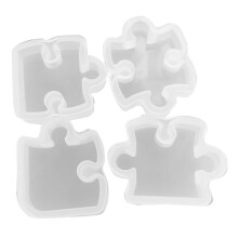 5 Pcs Silicone Mold: 1 Pcs Glossy Girl Face Earring Mold & 4 Pcs Jigsaw Puzzle Mold Silicone Can Be Assembled