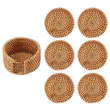 6 Stks/Partij Creatieve Onderzetters Set voor Thee Accessoires Ronde Servies Placemat Schotel Mat Rotan Weave Cup Mat Pad 8 Cm