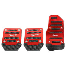 Car Non-Slip Aluminum Alloy Pedal Pads, Manual Gas Pedal Brake Pedal Cover Universal Replacement Accessories ,Red 3PCS