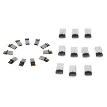 10Pcs Usb 5 Pin Male Plug Diy Smt Connector & 10Pcs Usb Type B Plug Male 180 Degree 5-Pin Smd Smt Jack