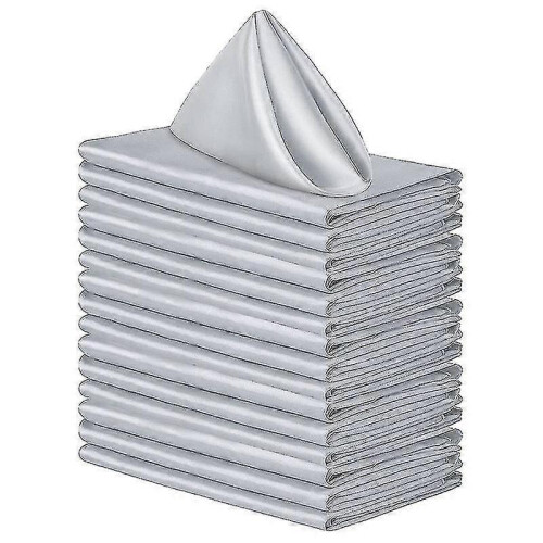 (grey) 16 Square Satin Napkins, Shiny Satin, Soft And Smooth, 50*50cm/dian01