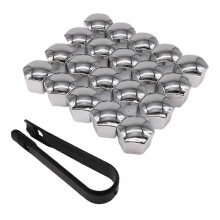 (19MM, Electroplated silver 20 pcs and 1 black clip) 19mm Plastic Wheel Lug Nut Covers 20Pcs Tire Cap Set for Car Rims