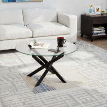 Sheldon Round Coffee Table Clear Glass/Black